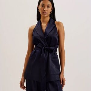 Ted Baker Teeru Tailored Satin Longline Vest with Belt Size 5/10US